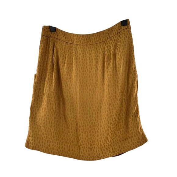 Ann Taylor Animal Print Skirt Womens 4 Gold Mob Wife Modern Classic Work Brunch - Picture 3 of 7